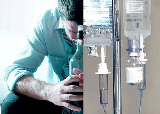 Мужчина в запое и капельница